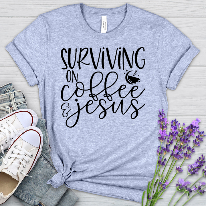 Survivng On Coffee Stars Heathered Tee
