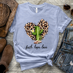 Cactus With Leopard Heart Heathered Tee