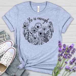 He Is Enough Wildflowers Heathered Tee