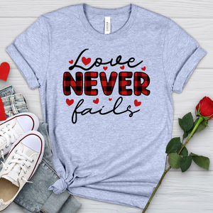 Love Never Fails Red Patterned Heathered Tee