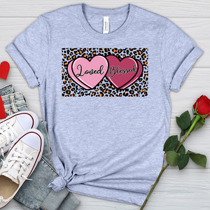 Loved Blessed Pink Hearts Heathered Tee