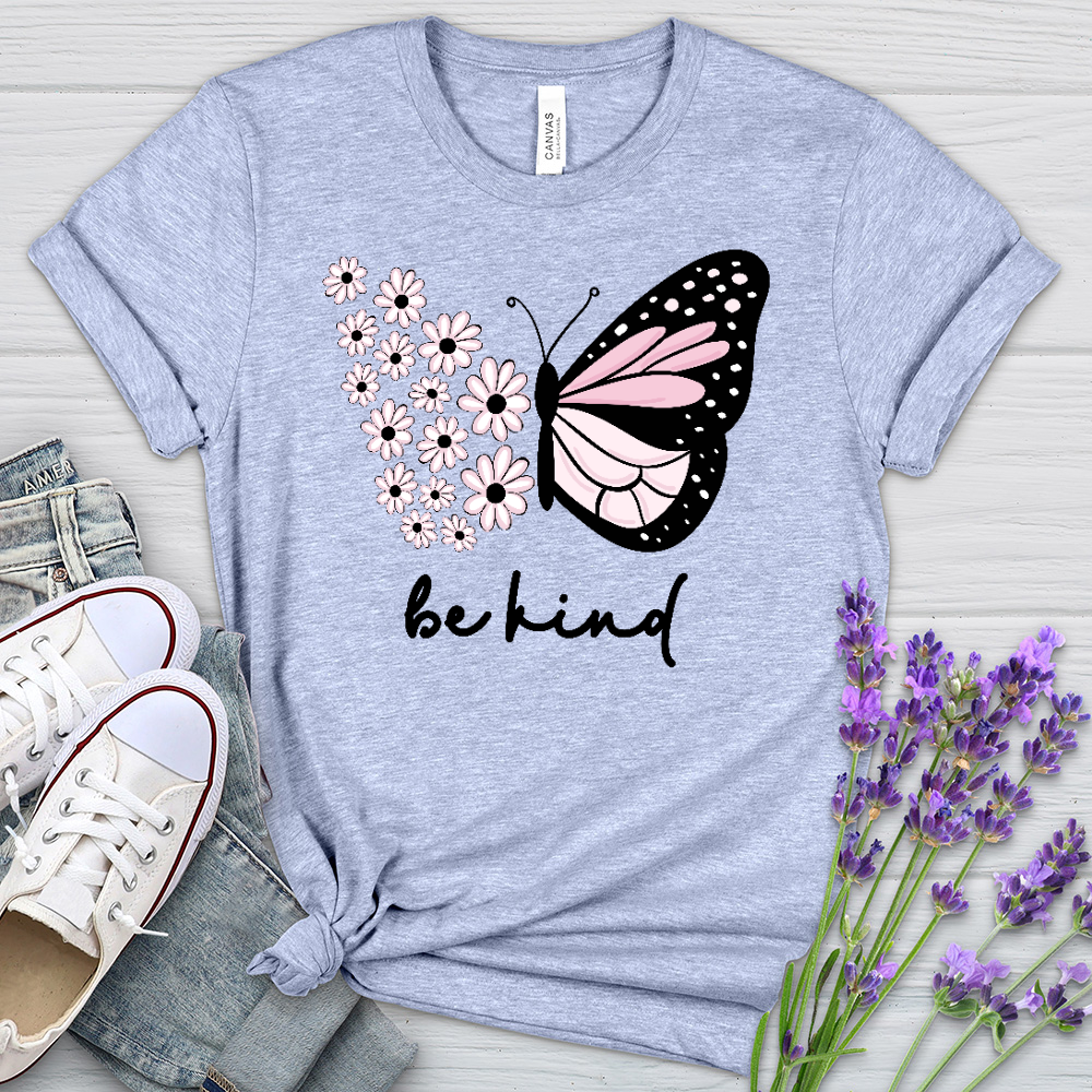 Be Kind Sunflower Butterfly Heathered Tee