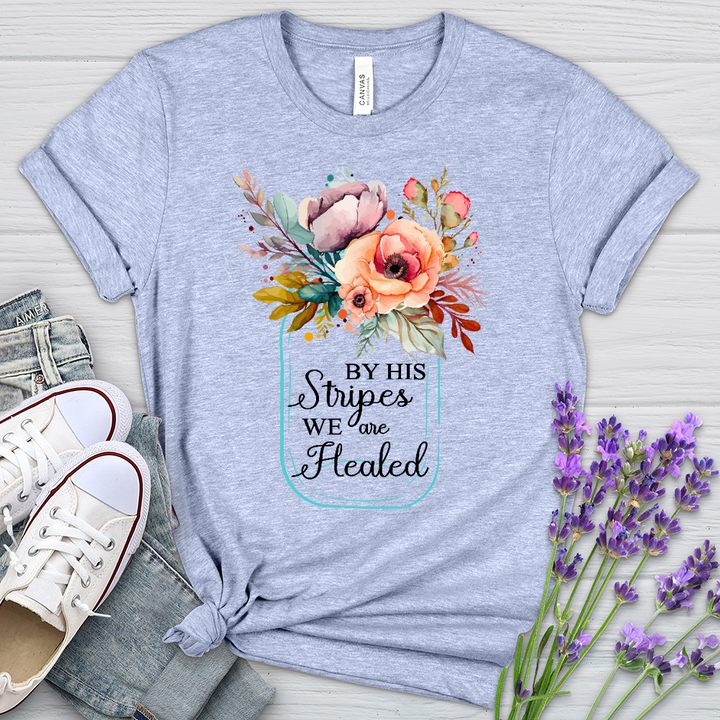 By His Stripes Flower Heathered Tee