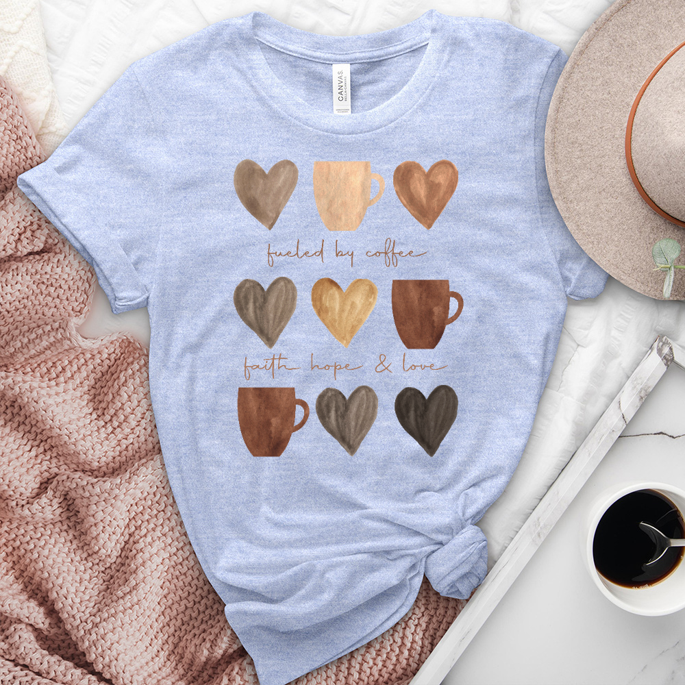 Coffee Faith Hope Love Heathered Tee