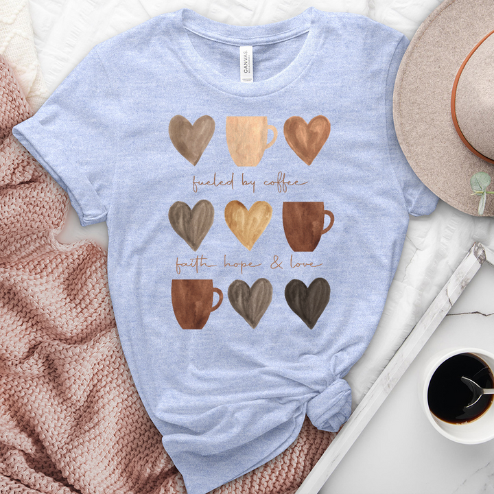 Coffee Faith Hope Love Heathered Tee