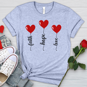 Faith Hope Love Heart Balloons Heathered Tee