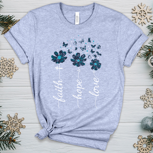 Faith Hope Love Floral V5 Heathered Tee