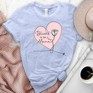 Blessed Mama Pink Heart Heathered Tee