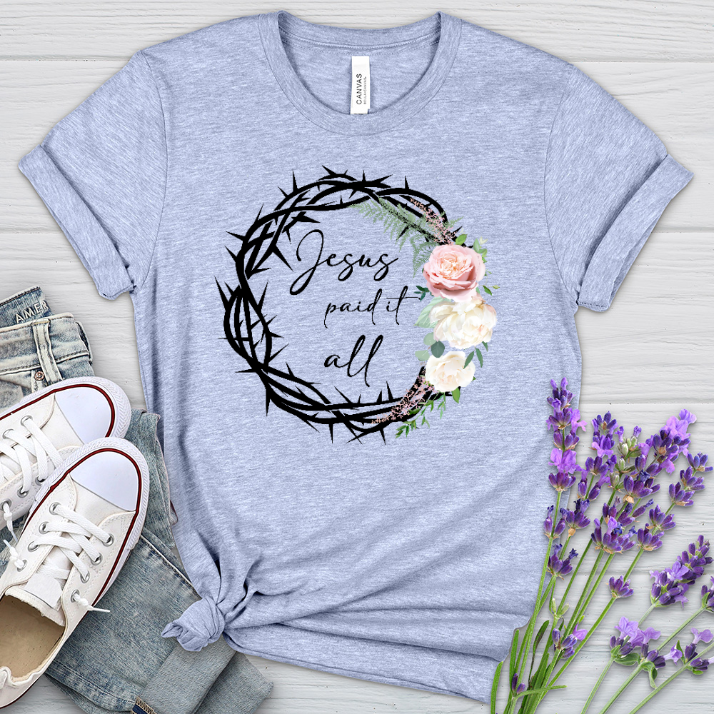 Jesus Paid It All Wreath Heathered Tee