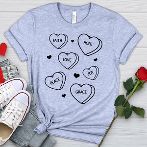 Inspirational Candy Hearts Heathered Tee