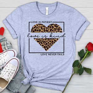 Love Leopard Heart Heathered Tee