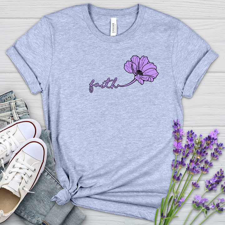 Faith Purple Flower Heathered Tee