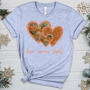 Love Never Fails V6 Heathered Tee