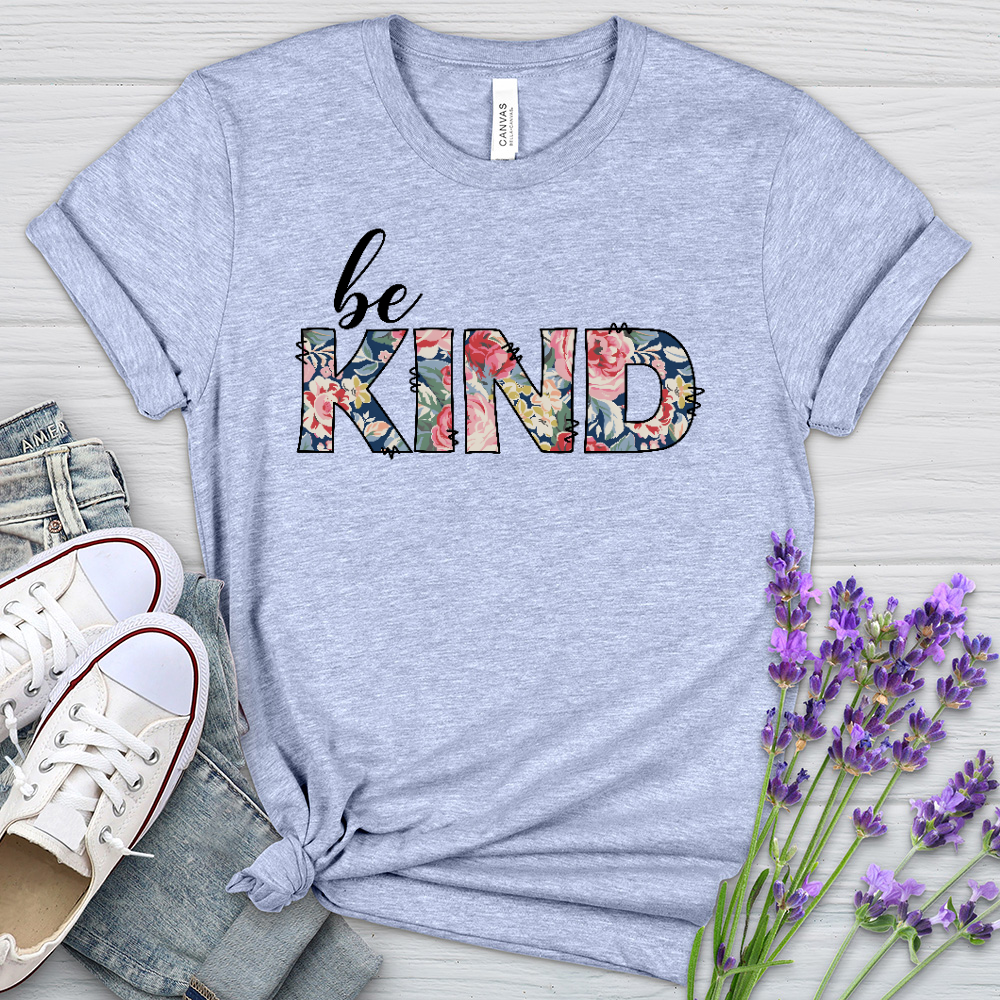 Be Kind Flowers Heathered Tee