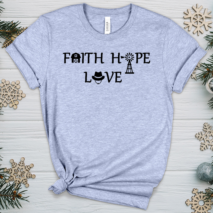 Country Faith Hope Love V1 Heathered Tee
