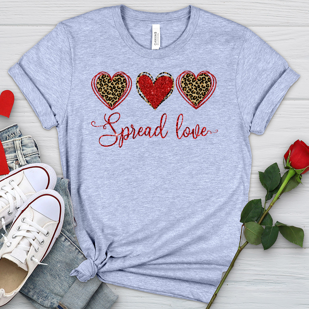 Spread Love Glitter Hearts Heathered Tee
