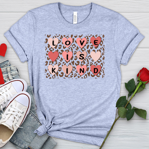 Love Is Kind Leopard Hearts Heathered Tee