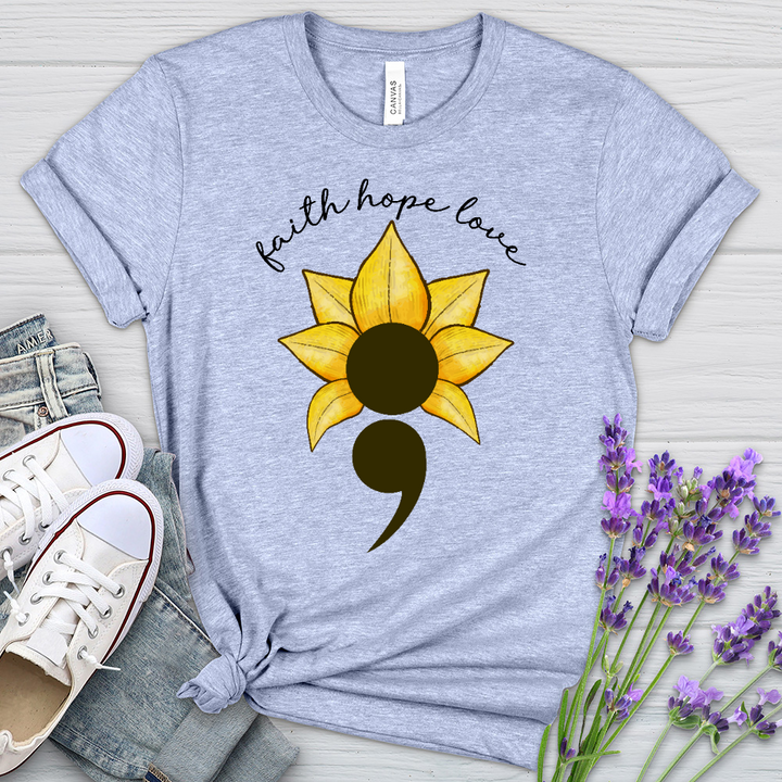 Faith Hope Love Semicolon Heathered Tee