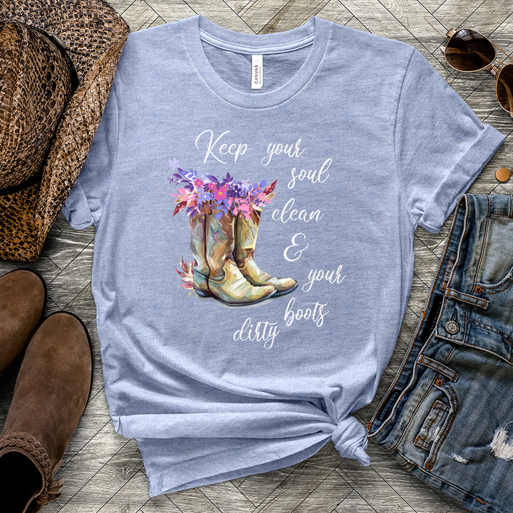 Clean Soul Dirty Boots Heathered Tee