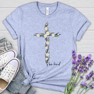 Be Kind Floral Cross Heathered Tee