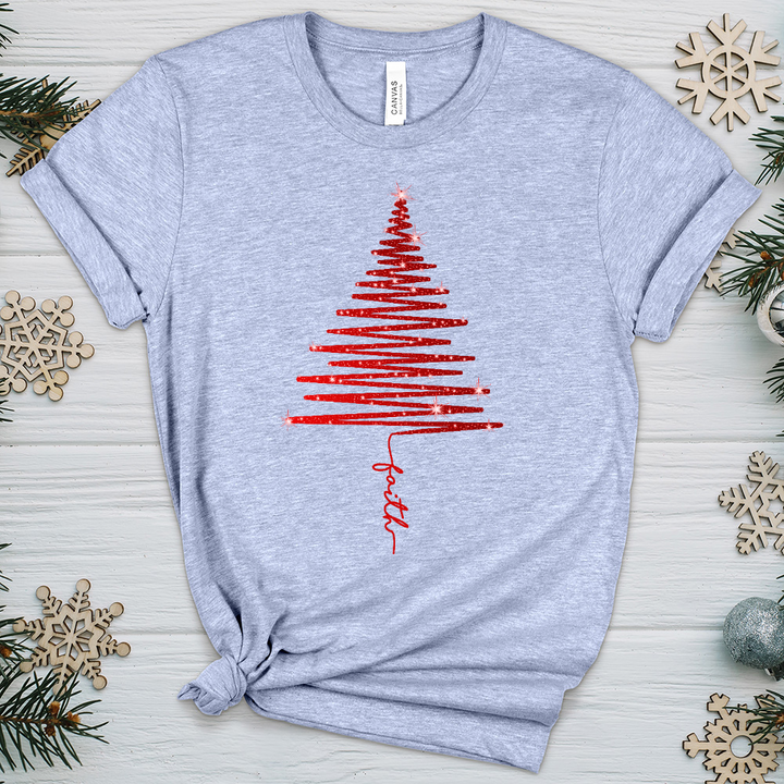 Gleaming Red Faith Tree Heathered Tee