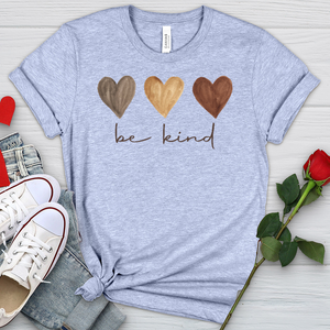 Be Kind Watercolor Hearts Heathered Tee