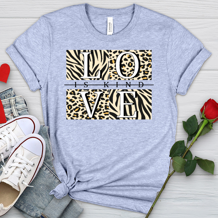 Love Is Kind Leopard Squares Heathered Tee