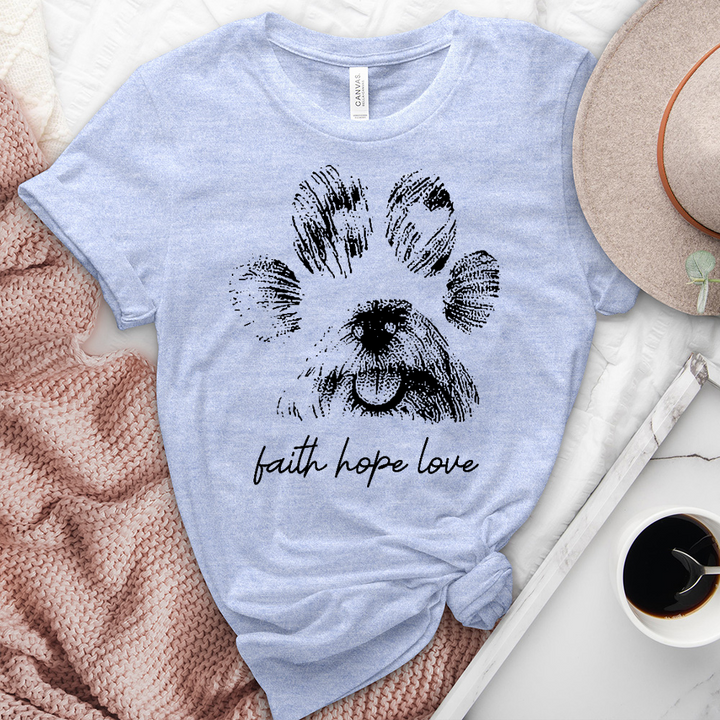 Faith Paw Print Face Heathered Tee