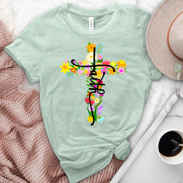 Floral Cross Faith Tee