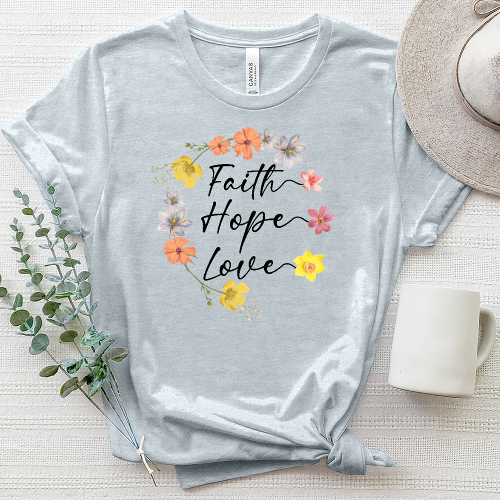 Faith Hope Love Wreath Heathered Tee