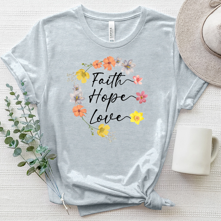 Faith Hope Love Wreath Heathered Tee