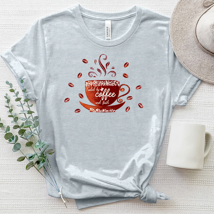 Fueled by Coffee and Faith Heathered Tee