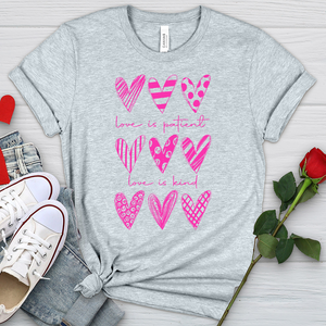 Love Is Kind Pink Hearts Heathered Tee