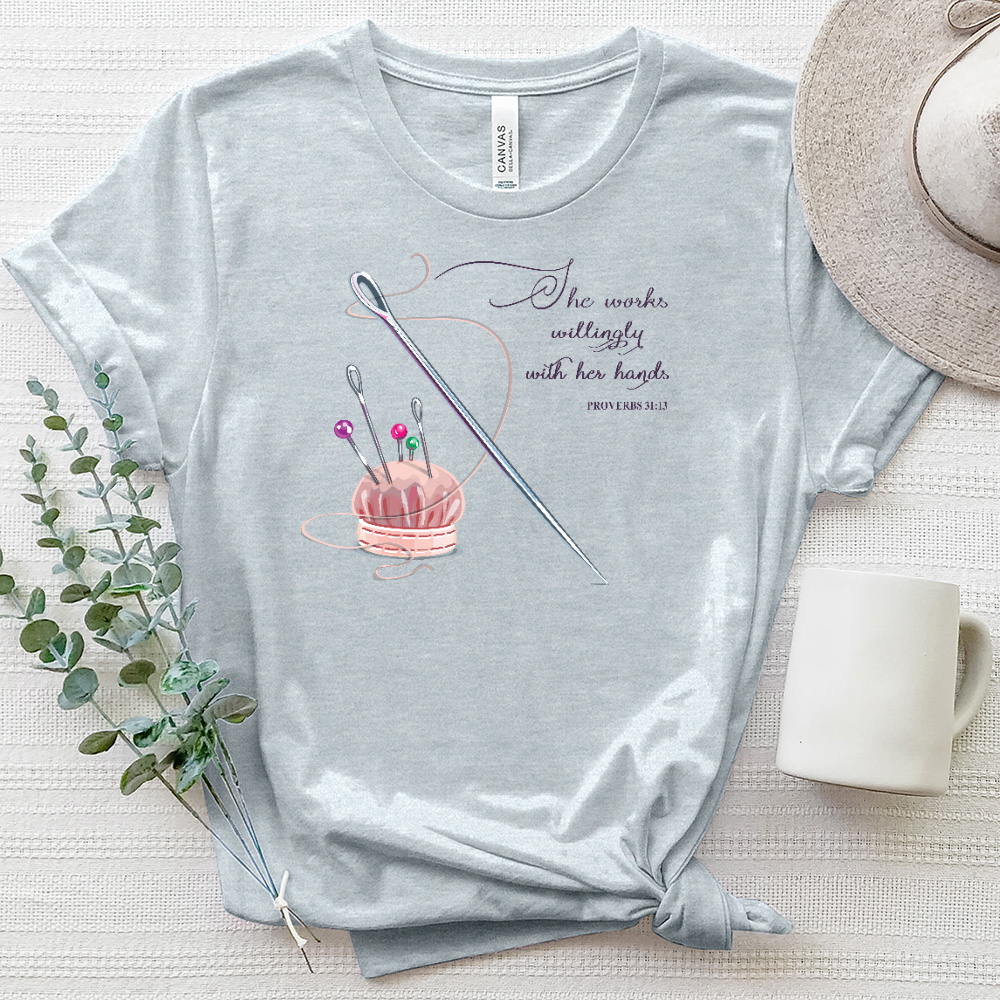 She Works Willingly Heathered Tee