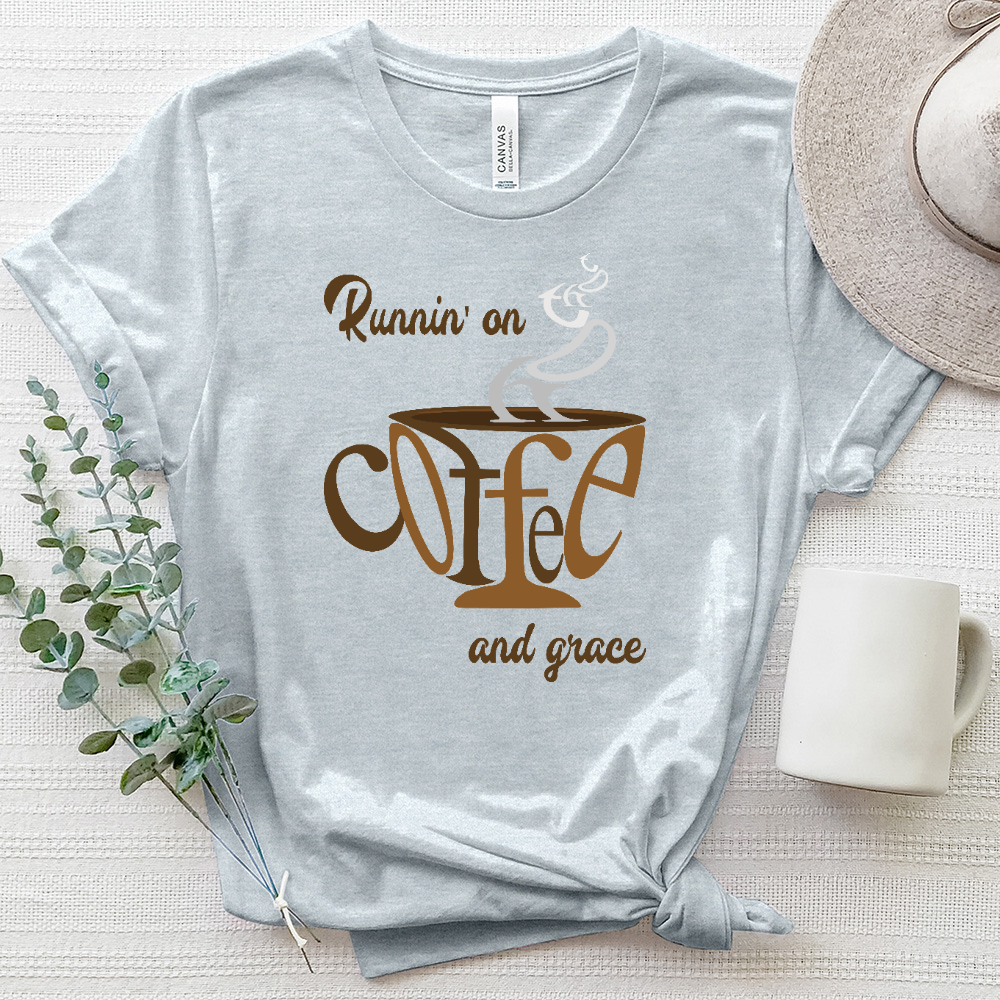 Runnin’ On Coffee and Grace Heathered Tee