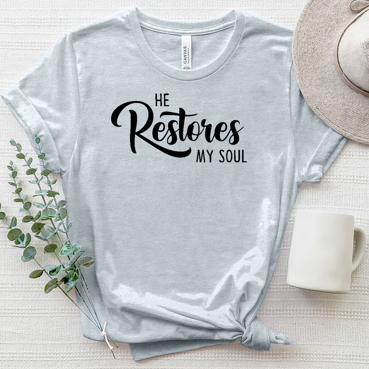 He Restores My Soul Heathered Tee