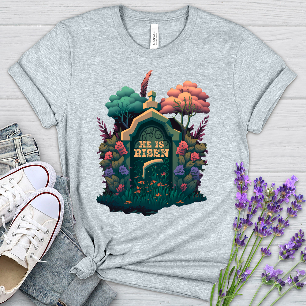 He Is Risen Grave 2 Heathered Tee