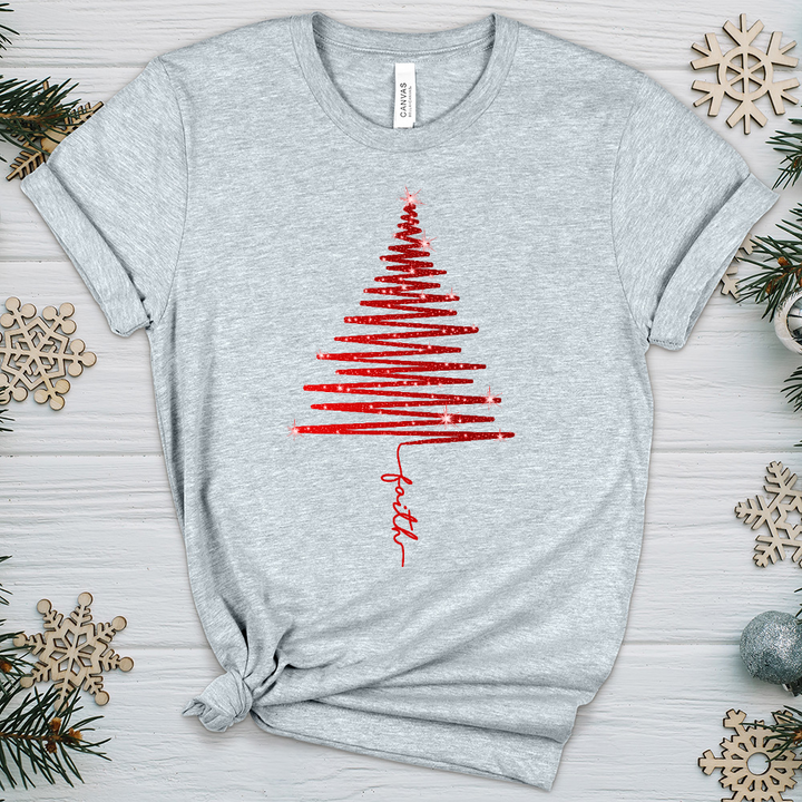 Gleaming Red Faith Tree Heathered Tee