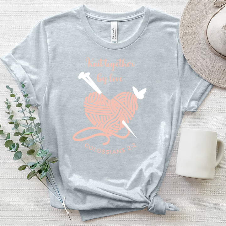 Knit Together Heart White Heathered Tee