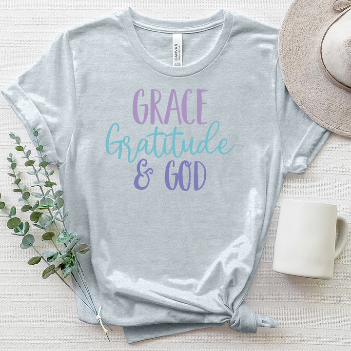 Grace Grattitude and God Heathered Tee