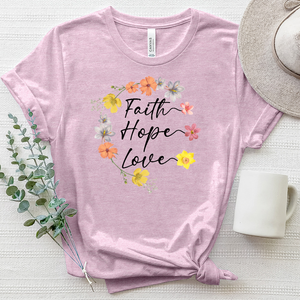 Faith Hope Love Wreath Heathered Tee