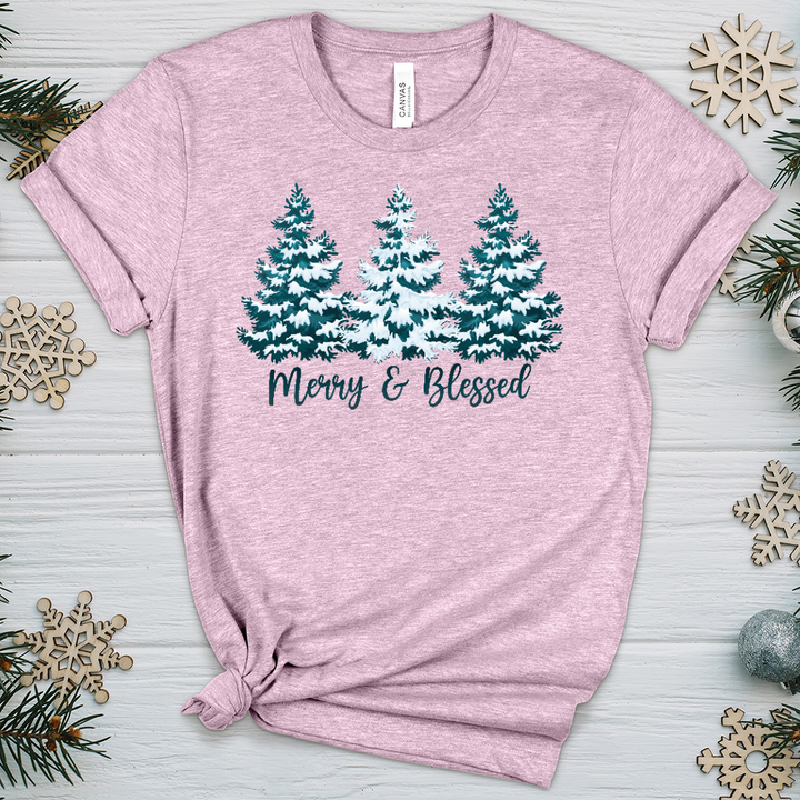 Snowy Blessed Trees Heathered Tee