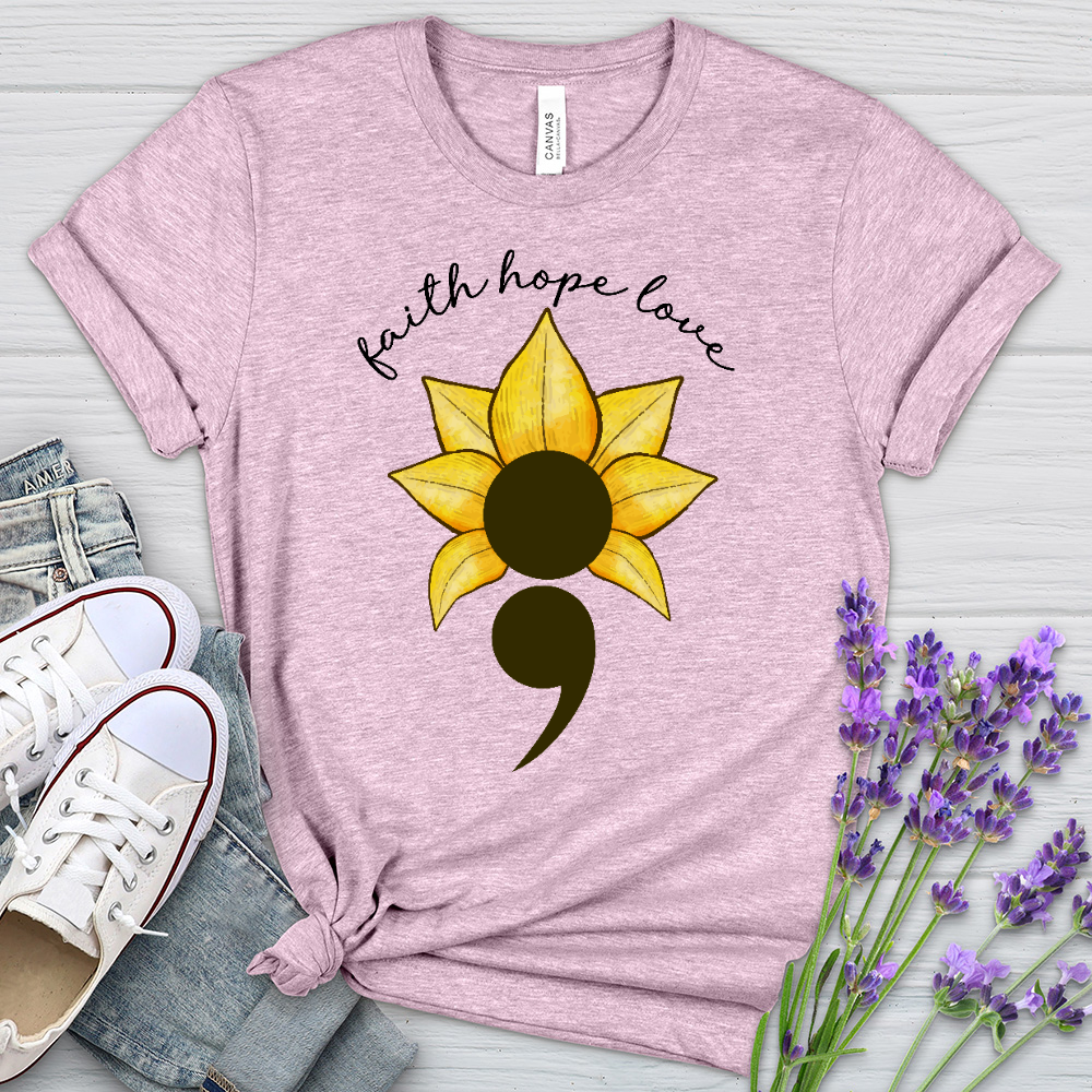 Faith Hope Love Semicolon Heathered Tee