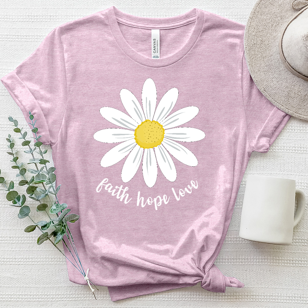 Faith Hope Love Summer Daisy Heathered Tee