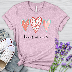 Kind Is Cool Pink Hearts Heathered Tee