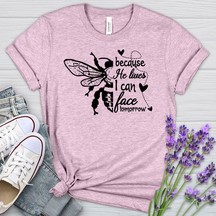 Because He Lives Bee Heathered Tee
