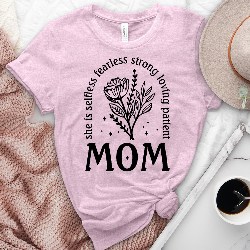 She Is Mom Flower Heathered Tee