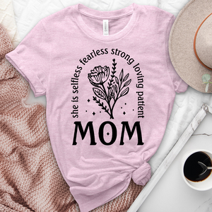 She Is Mom Flower Heathered Tee