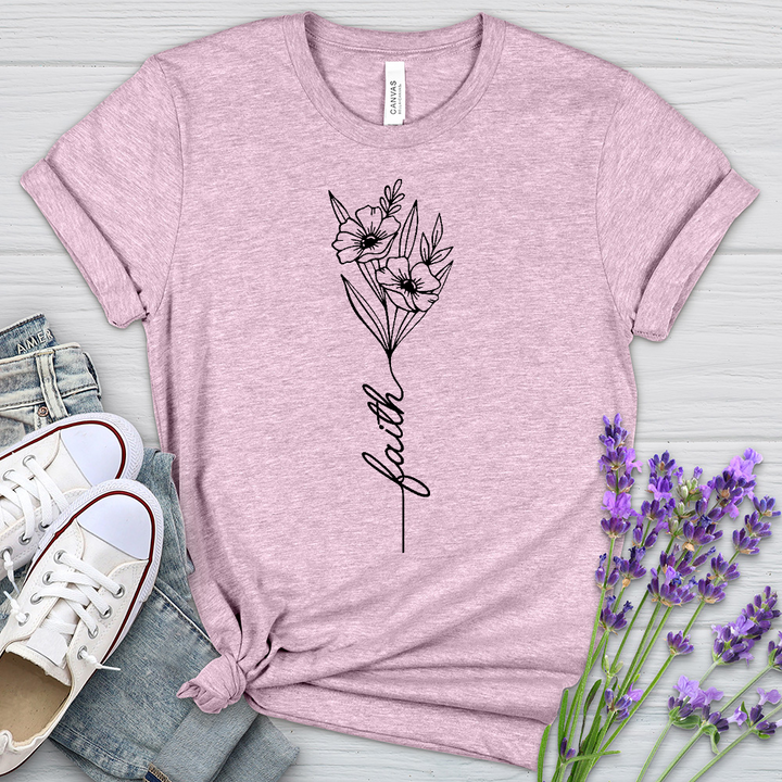 Faith Spring Flower Bouquet Heathered Tee