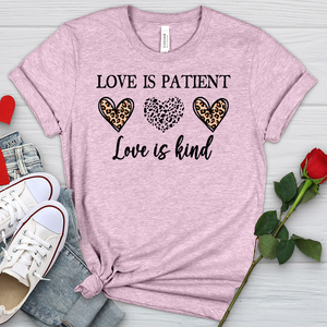 Love Is Patient 3 Hearts Heathered Tee